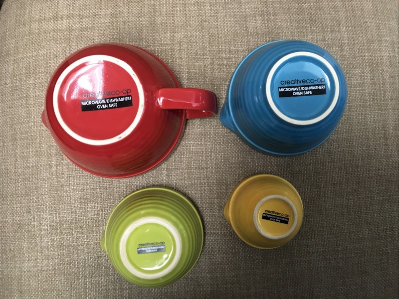 Creative Co-Op Measuring Cups Set Ceramic Nesting Red Blue Green Yellow Kitchen gallery