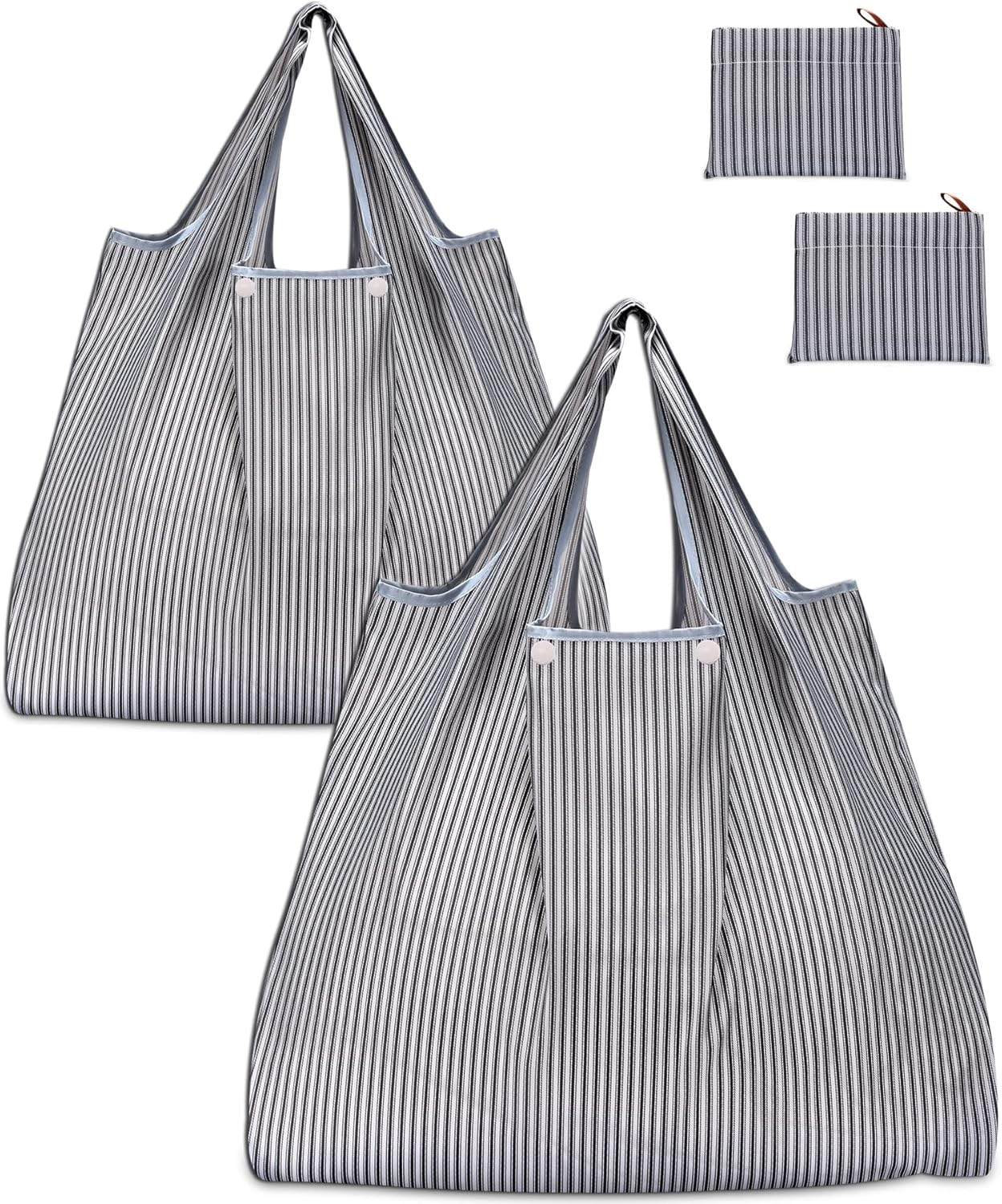 Reusable Grocery Bags 2 Pack Foldable Shopping Tote Waterproof Nylon Large Eco gallery