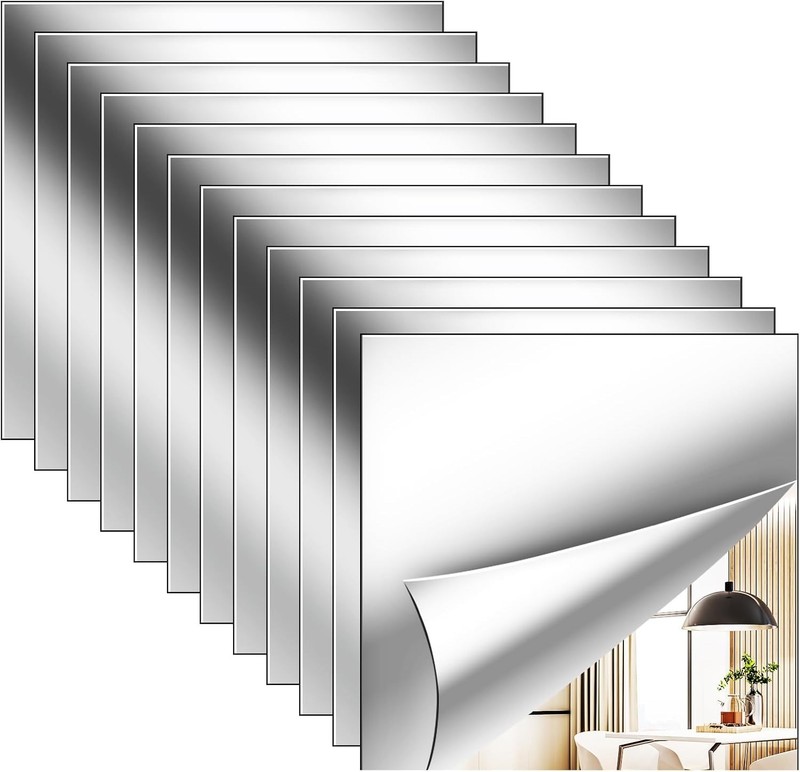 12Pack Acrylic Flexible Mirror Sheets,12x12 Inch Self-Adhesive Mirror Tiles gallery