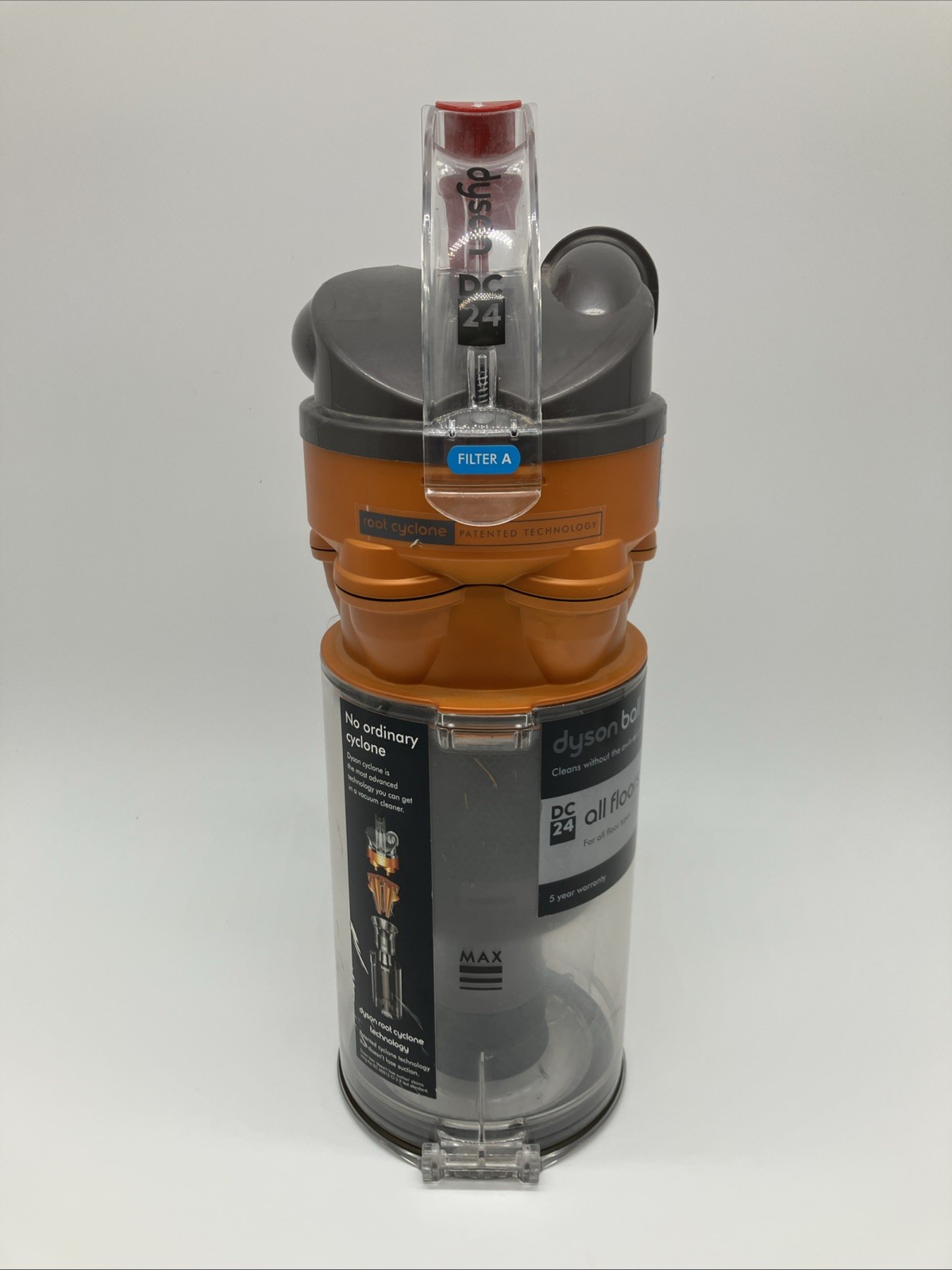 Dyson DC24 Multi Floor Vacuum Orange Cyclone Canister Dirt Dust Bin OEM gallery