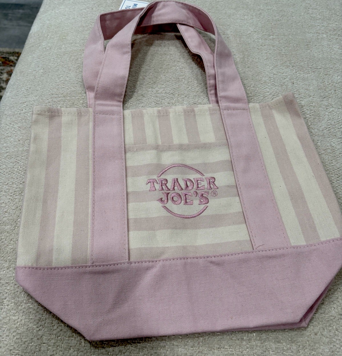 Trader Joe’s Mini Striped Canvas Tote Bag Pink Summer 2026 New with Tag gallery