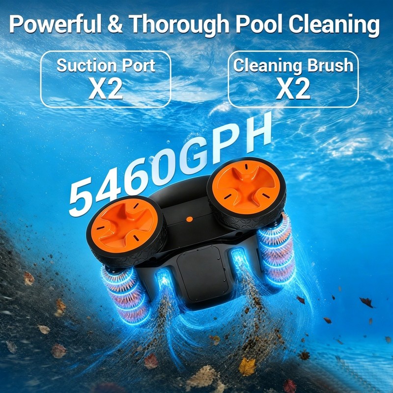 Cordless Robotic Pool Cleaner, APP&Remote Control Wall Climbing Waterline Floor gallery
