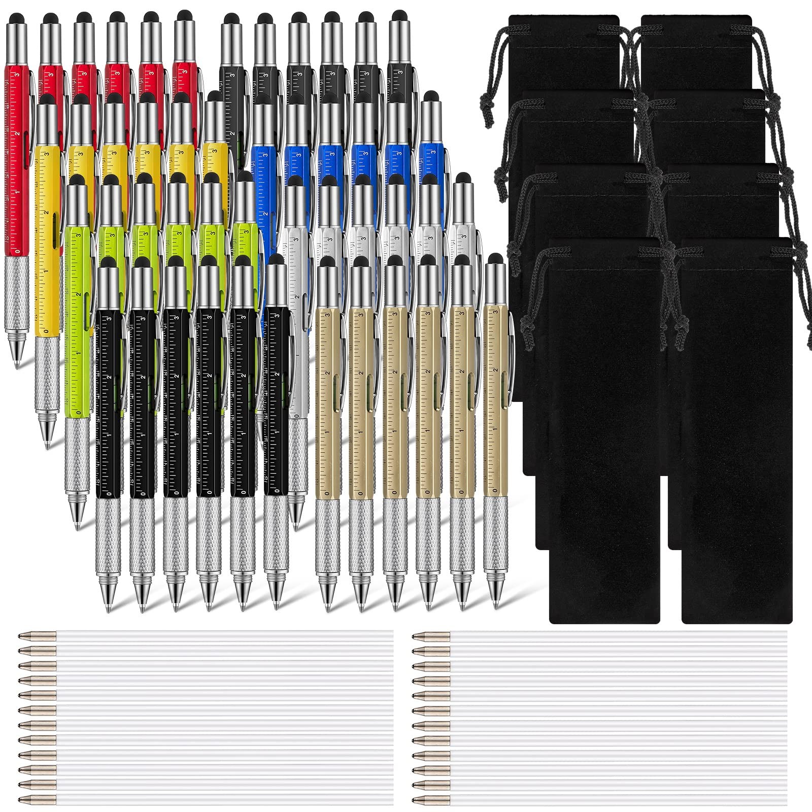 24 Pcs Multitool Pen 6 in Yellow, Gray, Black, Gold, Silver, Blue, Red, Green gallery