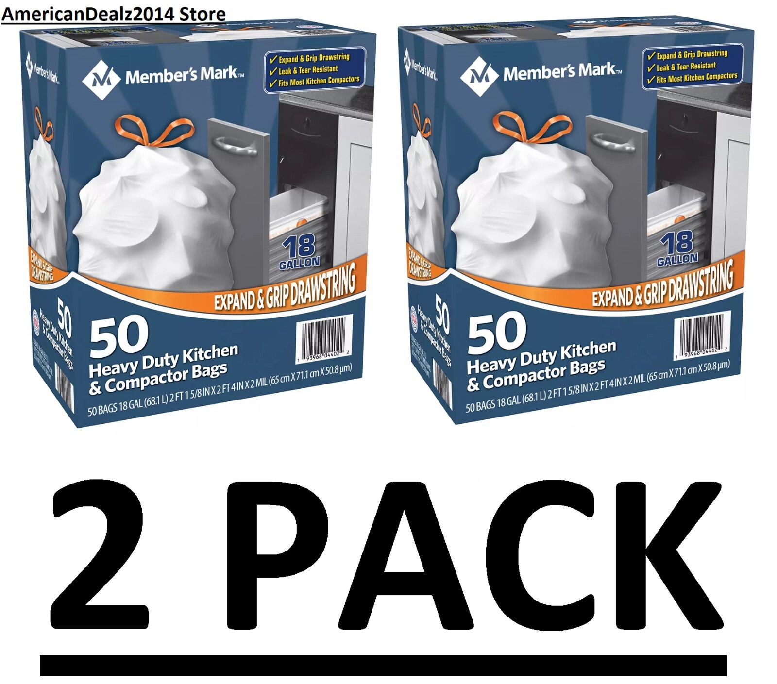 2 PACK - Heavy Duty Kitchen and Compactor Bags 18 gallon 50 ct (TOTAL 100 ct.) gallery
