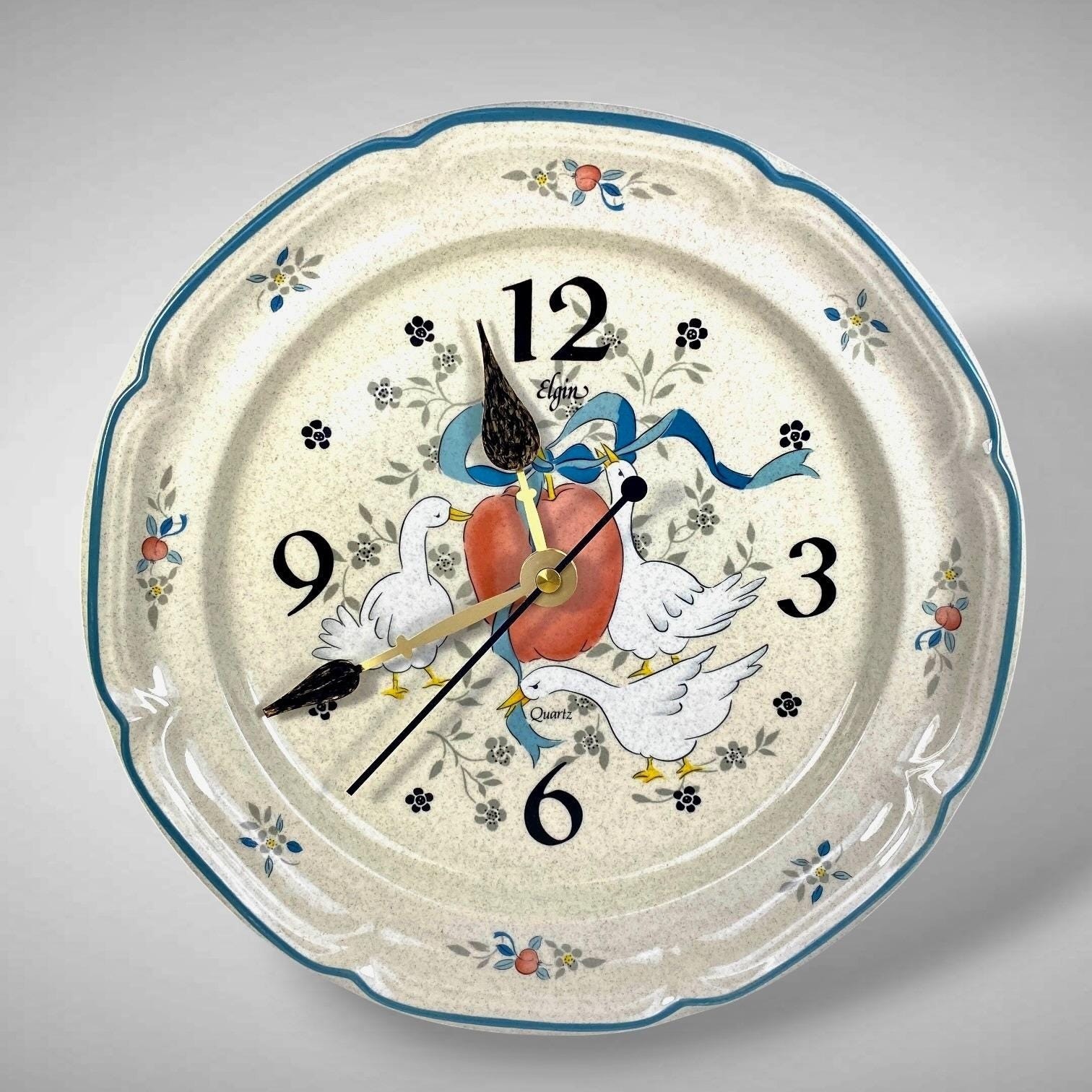 Blue Ribbon Goose Wall Clock Elgin Country Kitchen Farmhouse 1980s Marmalade gallery