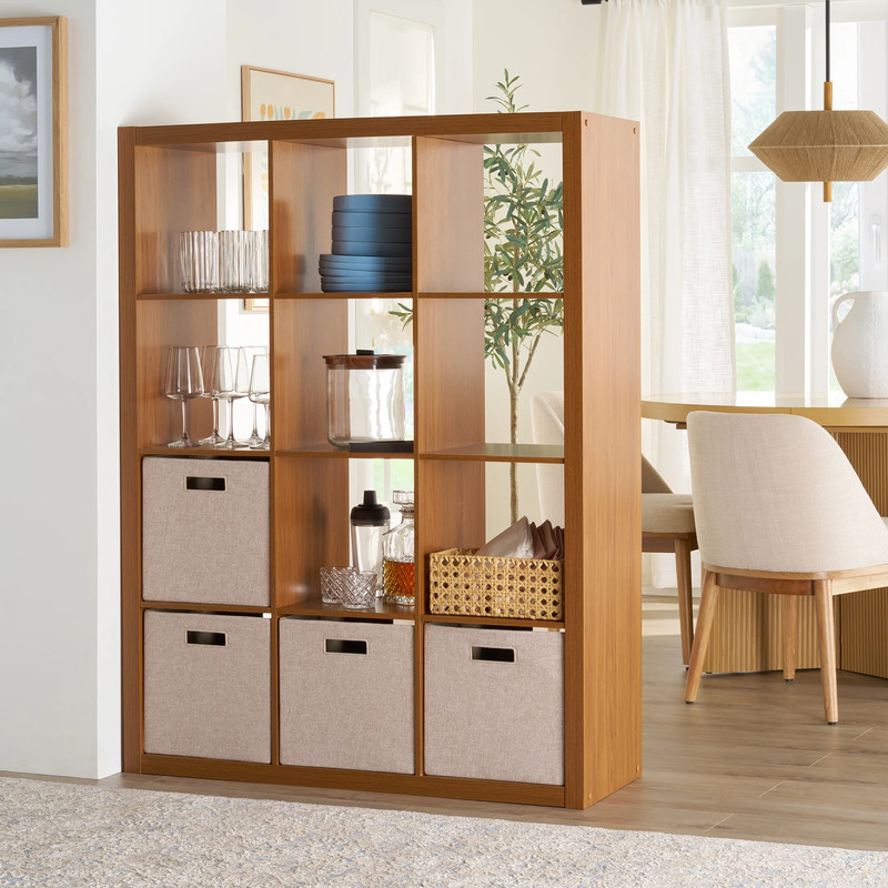12-Cube Storage Organizer, Bookcase, Display Compartment, Open Back, Home Office gallery