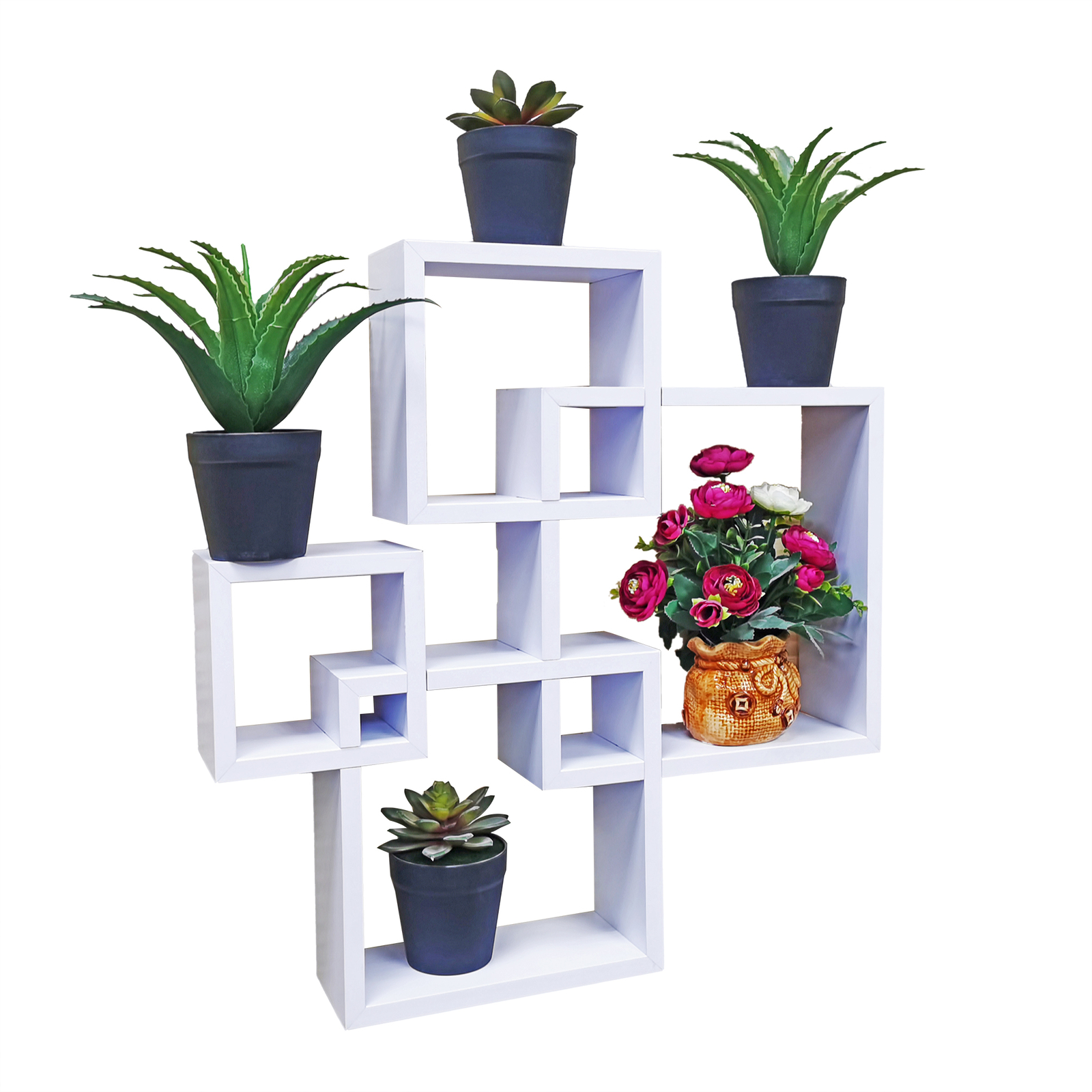FixtureDisplays? Wall Mount Cube Set Intersecting Shelves White 10151 gallery