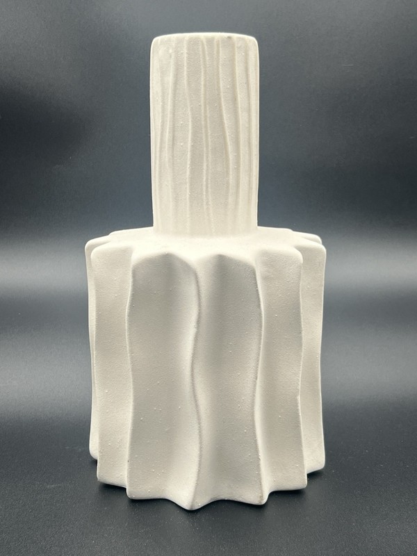 Fluted Modern Off White Matte Texture Ceramic Vase Decor 12” Tall Sculptural gallery