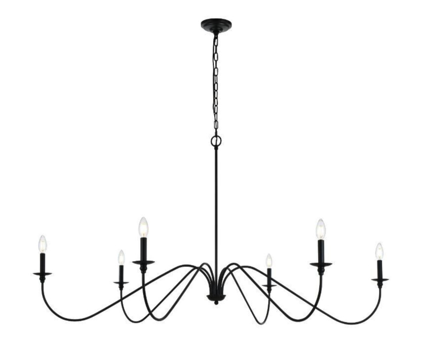 Chandelier Light Fixture Large Matte Black Farmhouse Foyer Dining Room 60" gallery