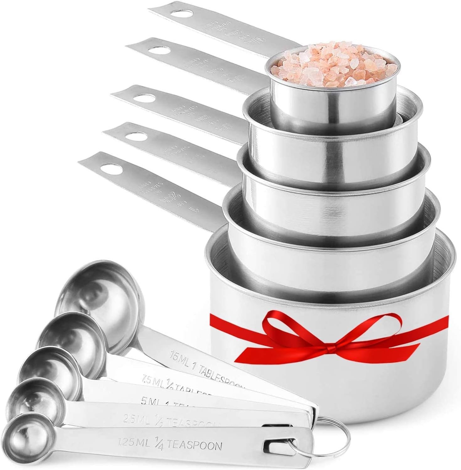 Stainless Steel Measuring Cups And Measuring Spoons 10-Piece Set, 5 Cups gallery