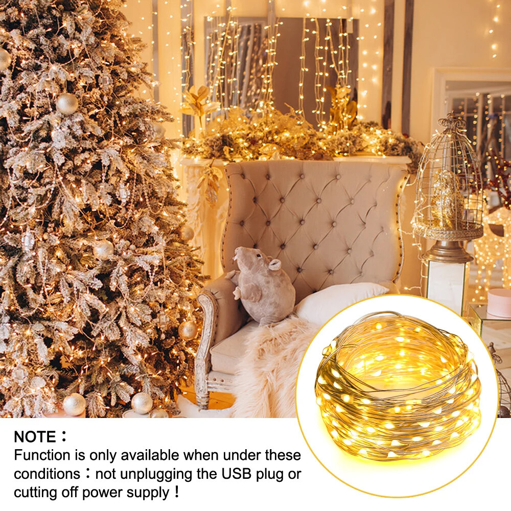 1m-10m USB Led String Light 8 Modes Fairy Warm White/Cool White Party Christmas gallery