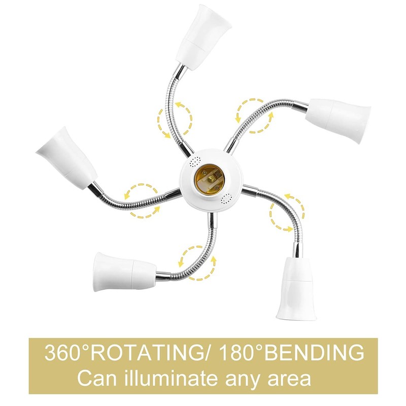 6 in 1 E26 E27 Light Socket Splitter Adapter Bulb Lamp Holder Extension Hose ... gallery