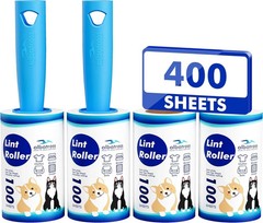 Extra Sticky Lint Roller – Set 400 Sheets for Pet Hair Removal, Dog…