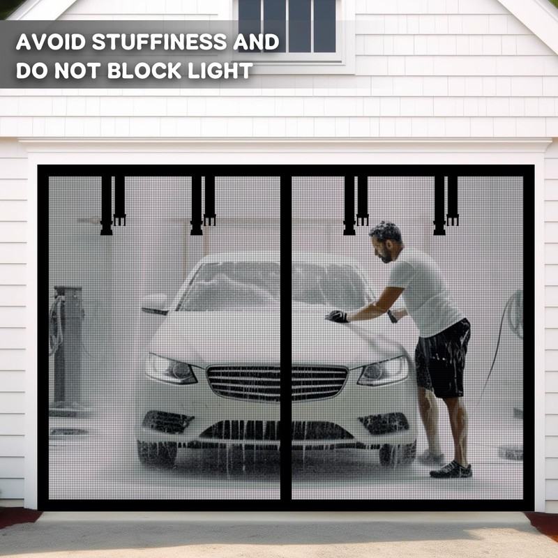 Aurelio TECH Magnetic Garage Door Screen for 1 Car 9x7 ft ft, Black gallery