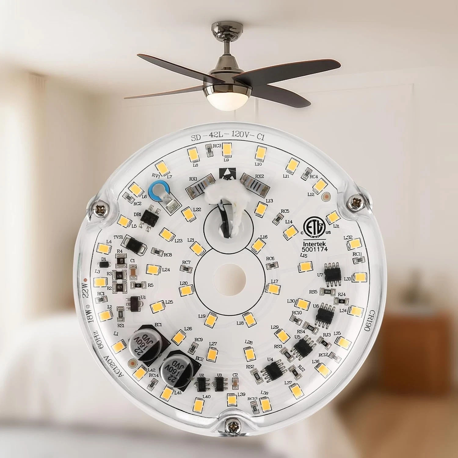 4 Inch Ceiling Fan LED Light Replacement 18W 2200LM 3000K Ceiling Fan Light Kits gallery