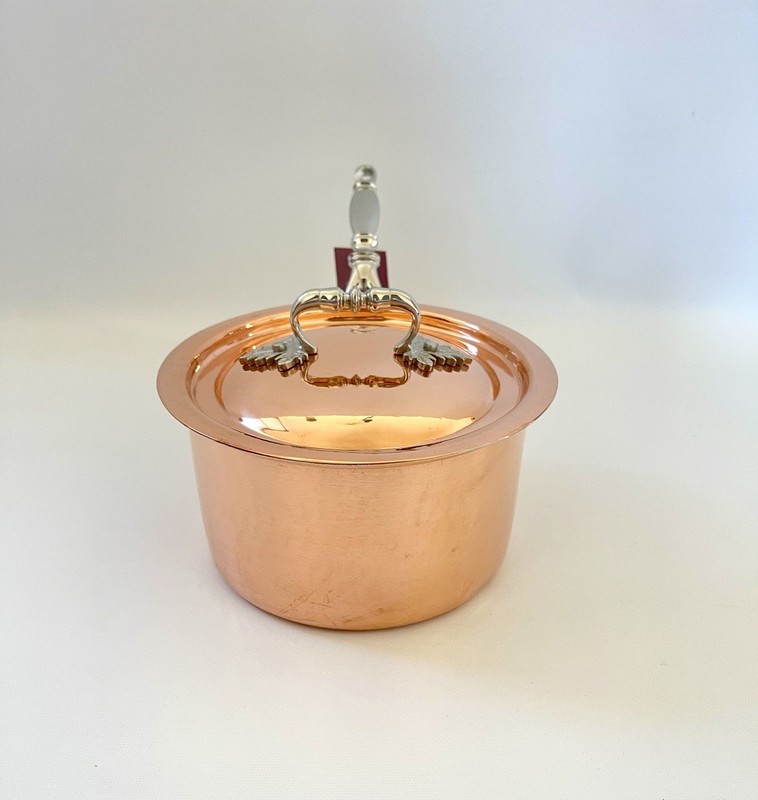 Ruffoni Copper Tin Lined Saucepan 17cm/ 7" Oak Leaf Handle Lid gallery