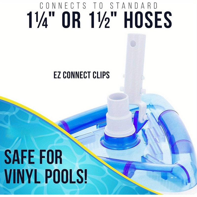 11.4" Weighted Transparent Triangular Pool Vacuum Head w/ Swivel Hose Connection gallery