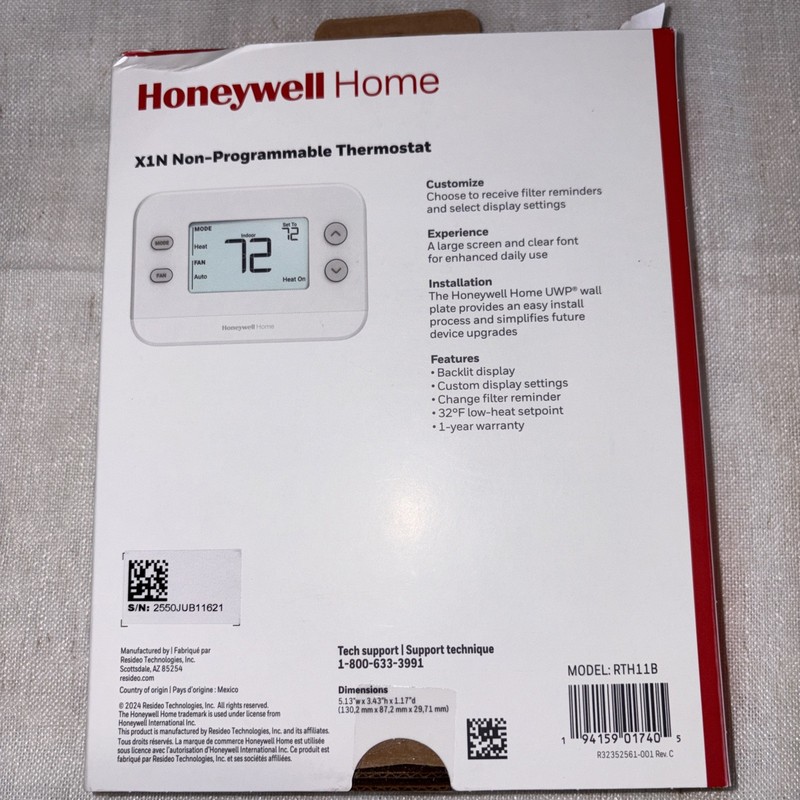 Honeywell Home 24-Volt Non-Programmable Mechanical Thermostat X1N gallery
