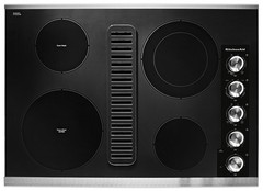 KitchenAid 30″ W 4-Element Electric Cooktop w/ Downdraft Exhaust KCED600GSS, NEW