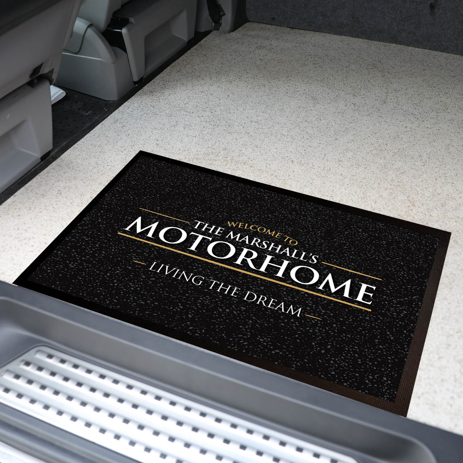 Personalised Motorhome mat - any name Black Campervan door mat 60 x 40 cm LM101 gallery