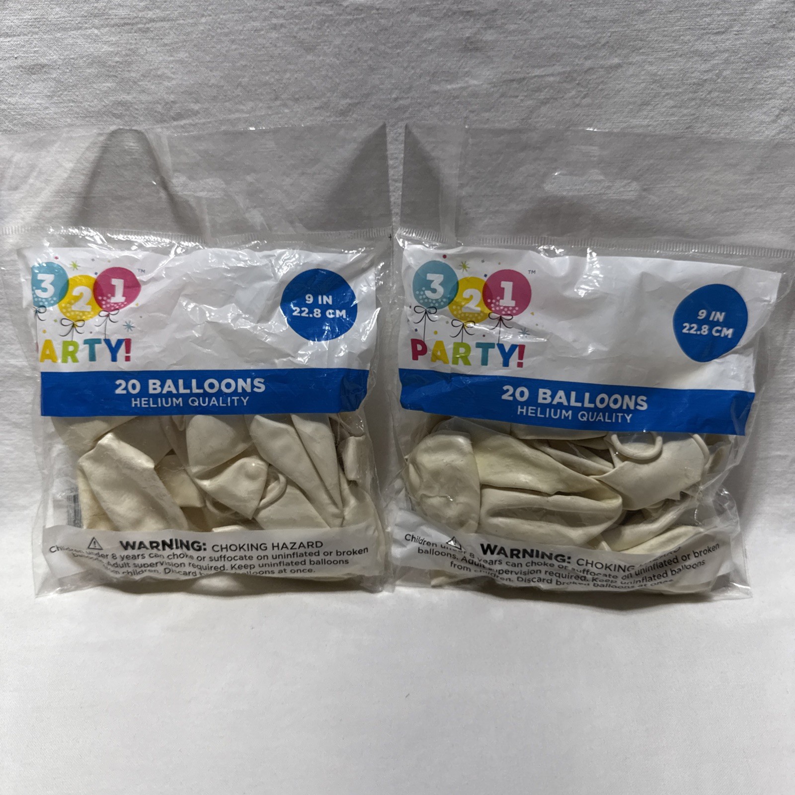 321 Party! 20 Balloons 9" White Helium Quality - Lot of 2 Pkgs-40 Total Balloons gallery