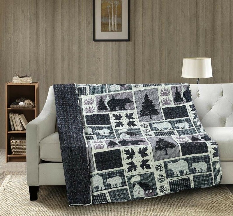 Cozy Forest Plaid Quilted Reversible Soft Throw Blanket 50x60 in Virah Bella gallery