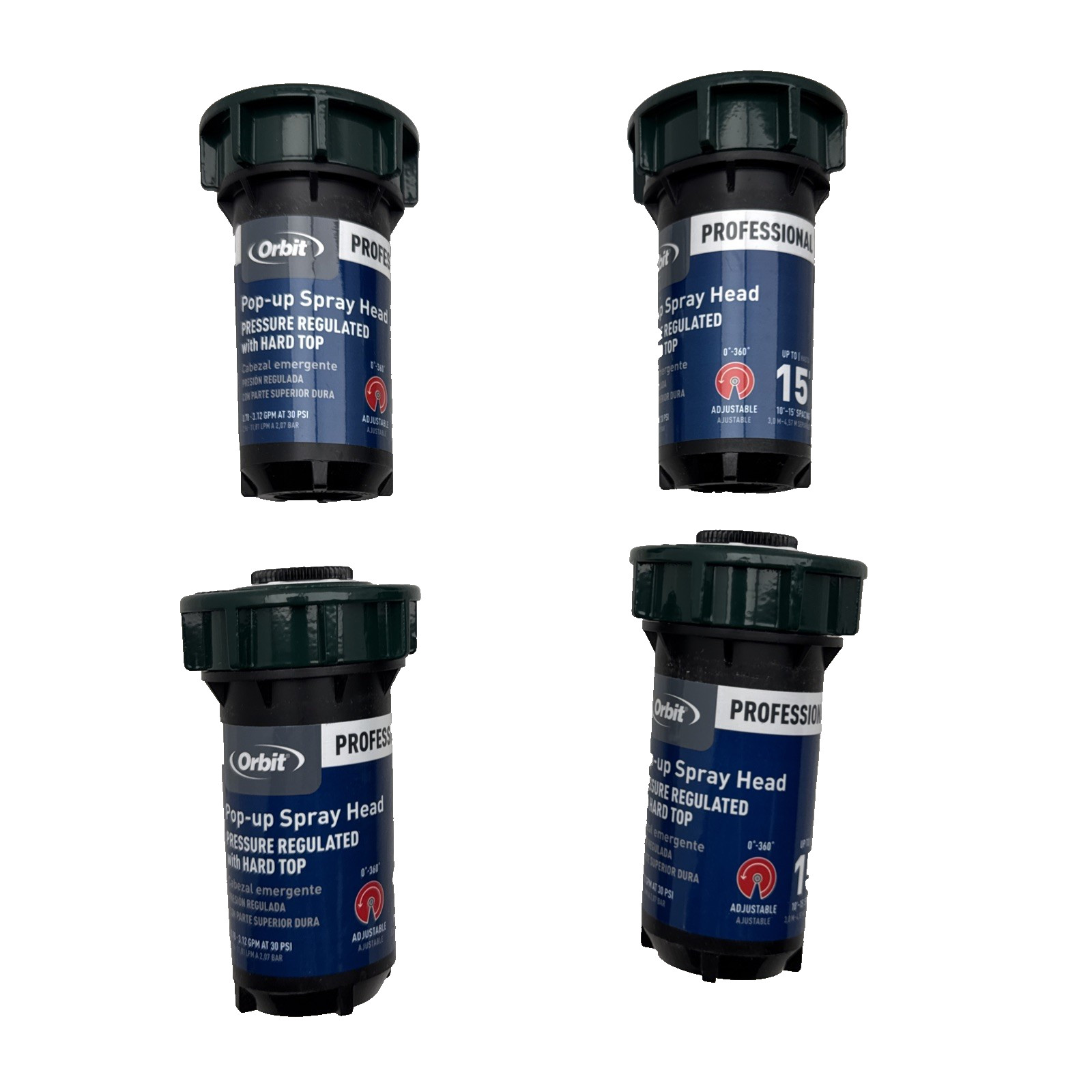 Orbit Professional Pop-Up Sprinkler 2"H PR Adjustable Hard Top 80307 Lot of 4 gallery