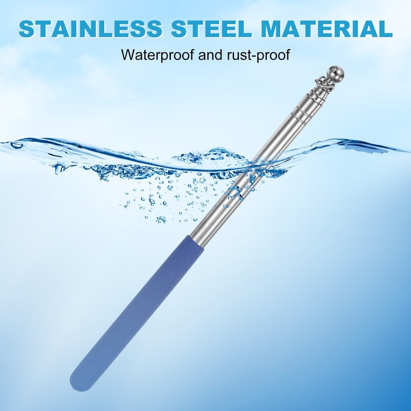 2-Pack Telescopic Handheld Flagpoles, 5.2ft/1.6m Stainless Steel Pole [Blue] gallery