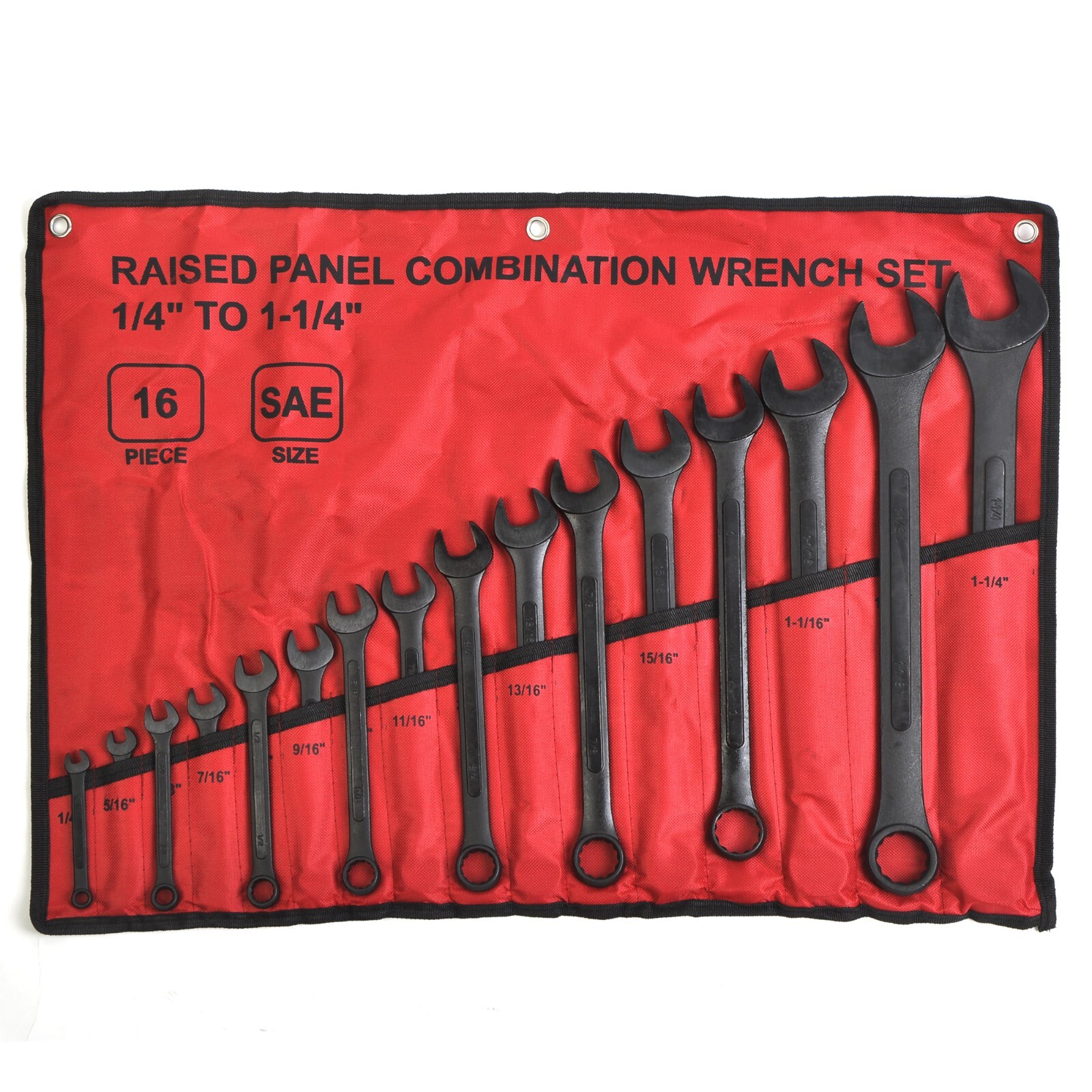 16 Pc SAE Combination Wrench Set 1/4 to 1-1/4in SAE Wrench Set w/ Roll Up Pouch gallery
