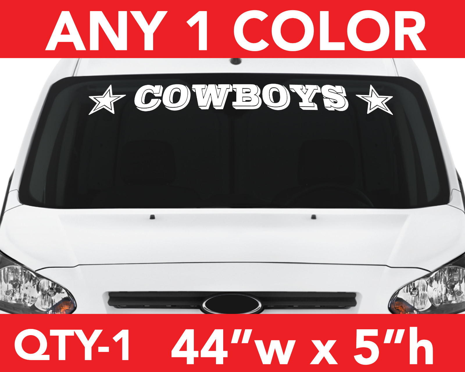 DALLAS COWBOYS WINDSHIELD DECAL STICKER 44"w x5"h ANY 1 COLOR gallery