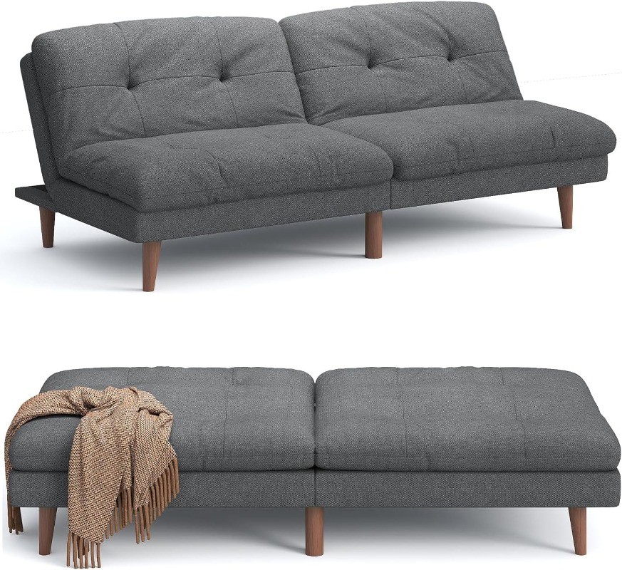 Couch Modern Futon Convertible Sleeper Sofa Bed with Adjustable Backrest gallery