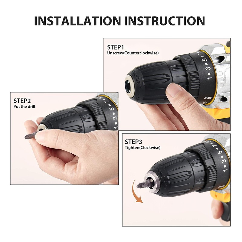 Cordless Screwdriver Drill Kit Electric Rechargeable Power Tool Set W/2 Battery gallery