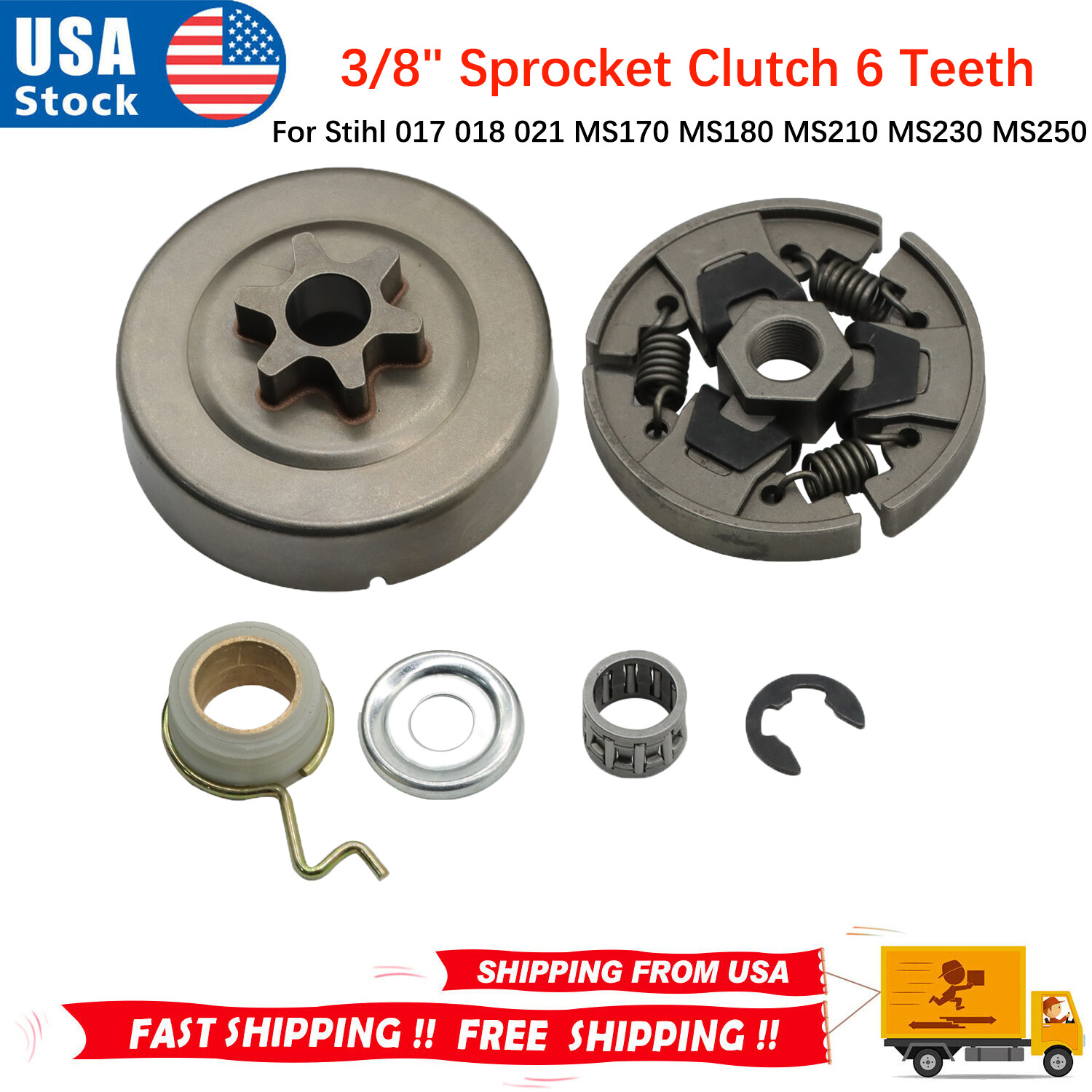 6*/set 3/8" Sprocket Clutch 6Teeth For Stihl 017 018 021 MS170 MS180 MS210 MS230 gallery