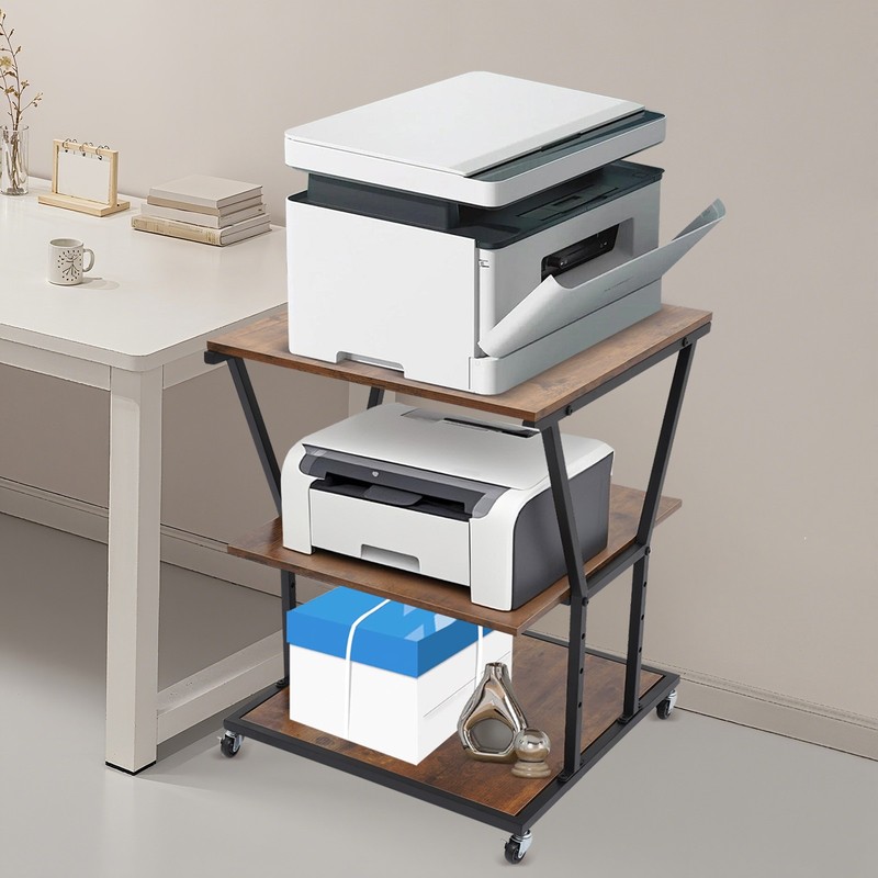 3-Tier Printer Stand with Adjustable Shelves & Wheels for Home/Office gallery