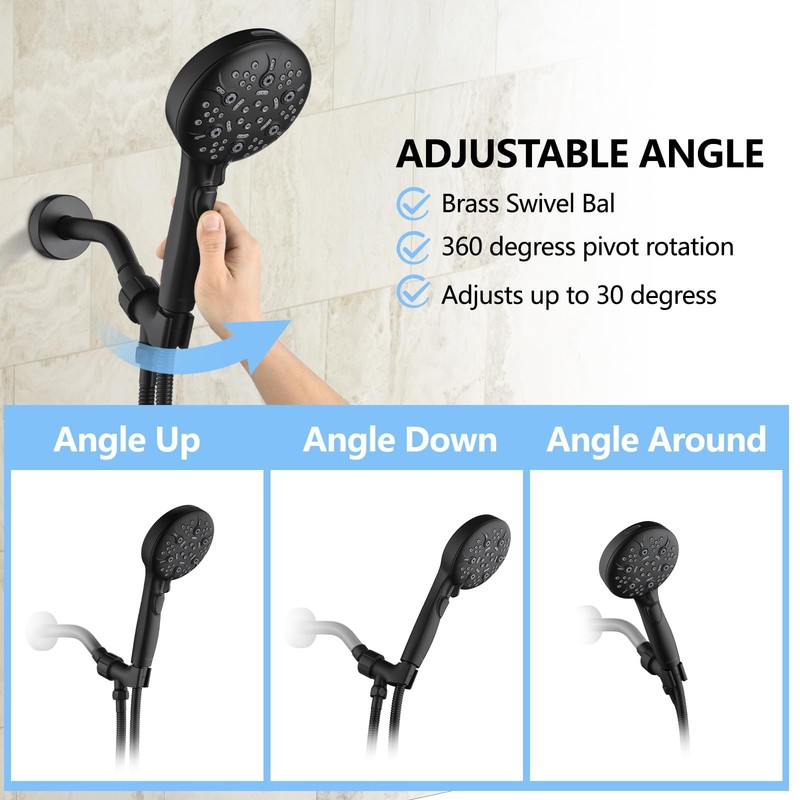 Shower Head with Handheld, 9-Setting High Pressure, 79in Hose - Ideal for Pet gallery