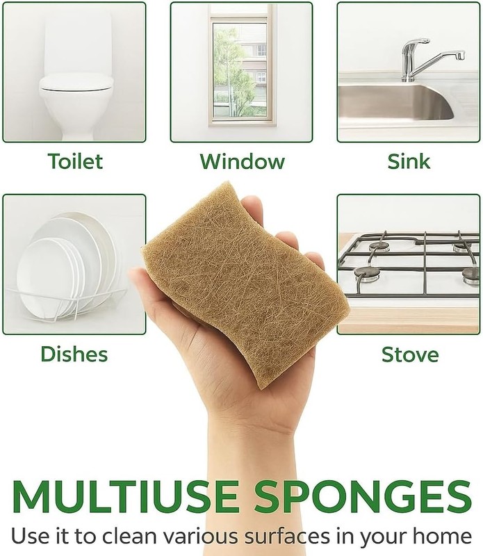 Eco Friendly Biodegradable Kitchen Sponges 12 Pack – Natural Compostable gallery