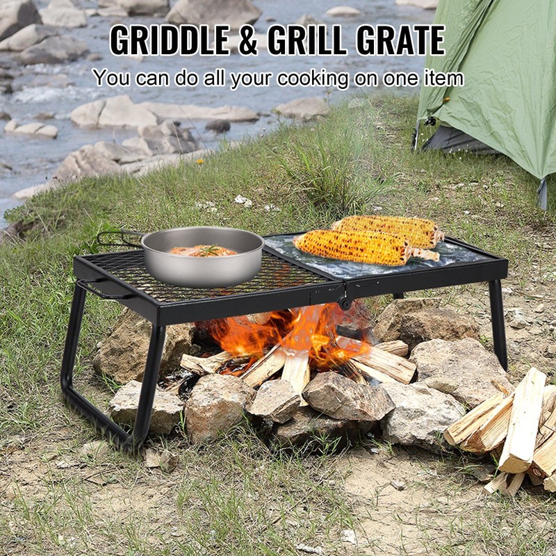 22.4" Outdoor Campfire Grill - Foldable Heavy Duty Cooking Grate with Legs gallery