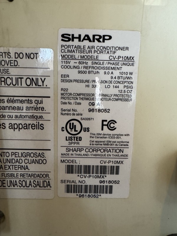 SHARP CV-P10MX 9,500 Cooling Capacity (BTU) Portable Air Conditioner gallery
