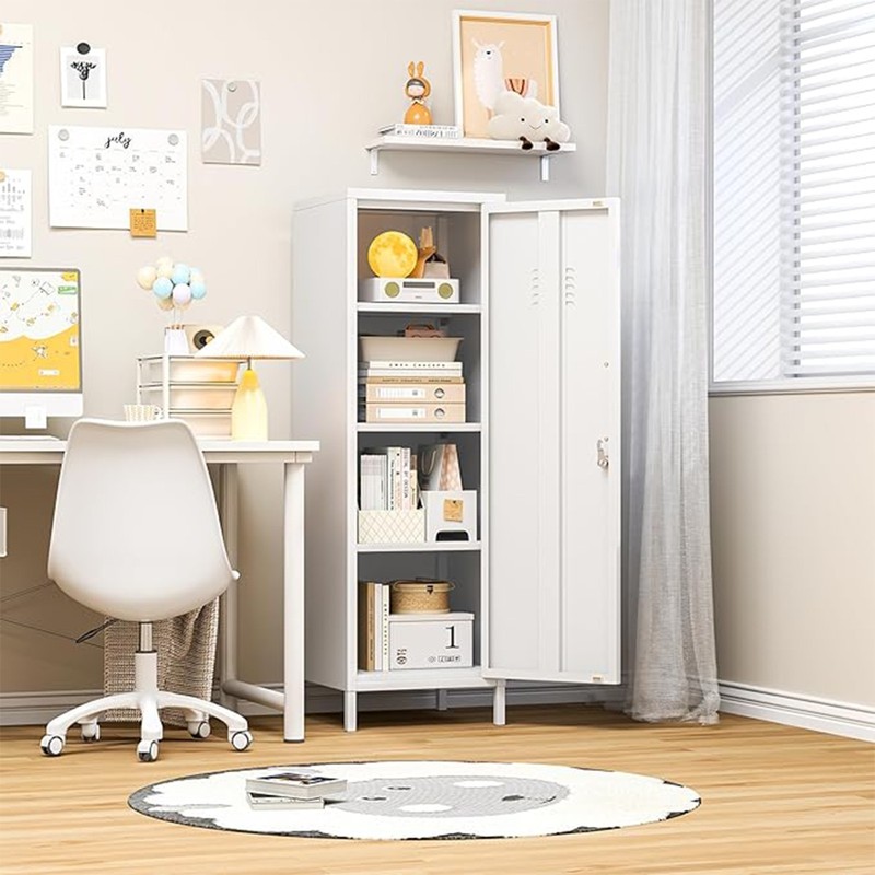 47" Lockable Small Metal Locker, 3 Adjustable Shelves for Home, School, Office gallery