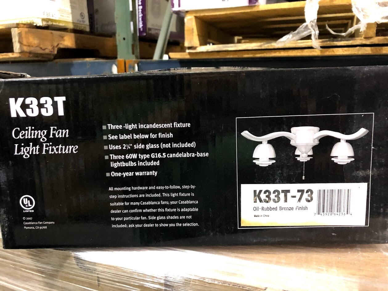 Casablanca Ceiling Fan Light Fixture Center-Stem Oil Rubbed Bronze K33T-73 gallery