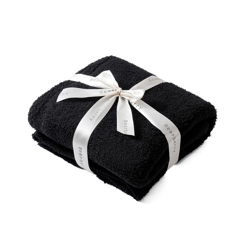 bearberry Super Soft Fluffy Throw Blanket Lightweight Twin(60″x80″), Black
