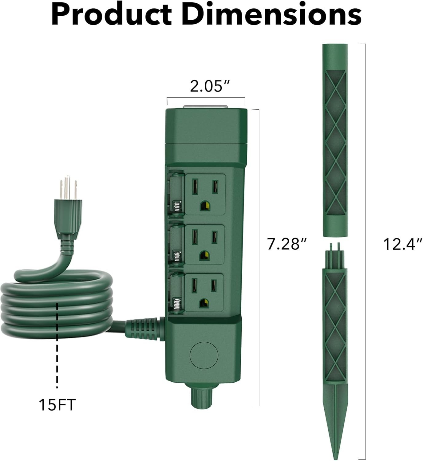 BN-LINK 15ft Outdoor Extension Cord Multiple Outlets, 6-Outlet Power Strip 1850w gallery