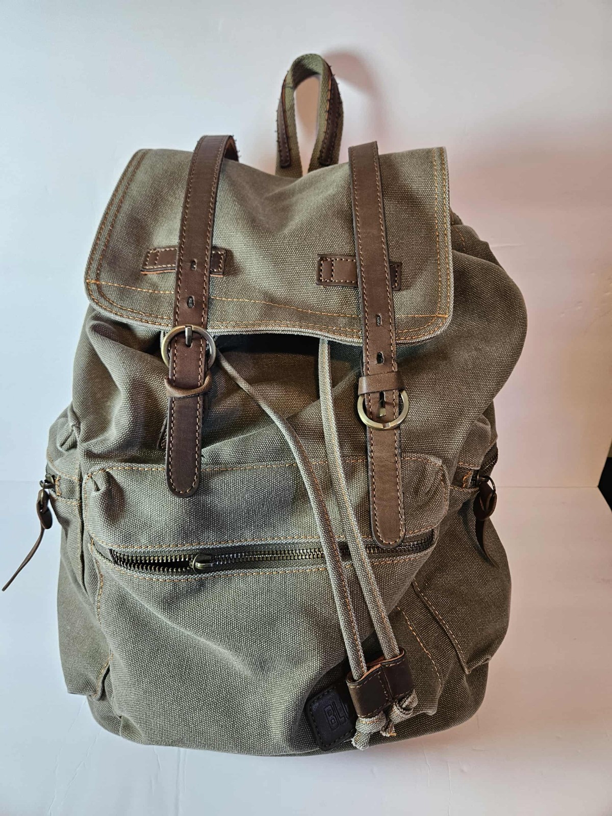Vtg Bluboon Backpack With Leather Trim