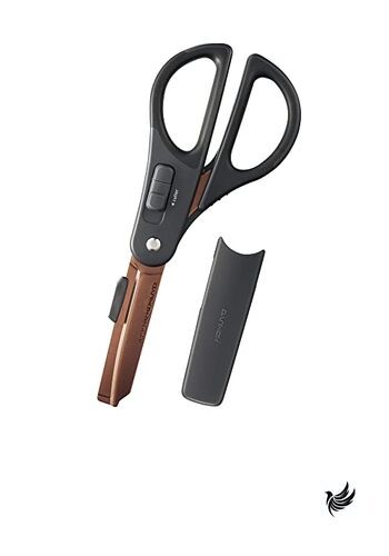 KOKUYO Scissors 2-Way Box Scissors Titanium Glueless Blade Black HASA-PT412D gallery