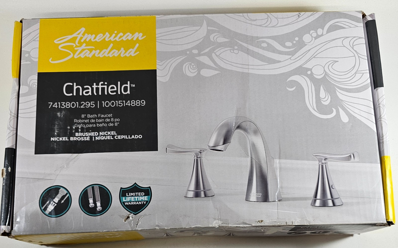 American Standard Chatfield 8" Bath Faucet Brushed Nickel 7413801.295 Open Box gallery