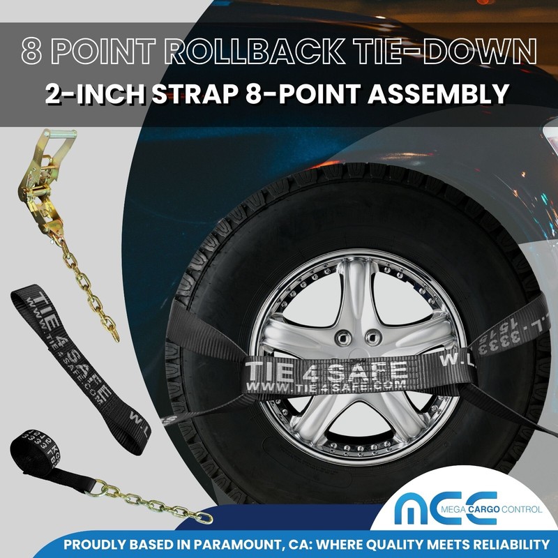 USA 8 Point Rollback Tie Down System Chain Ends for Car Hauler Tow Truck Flatbed gallery