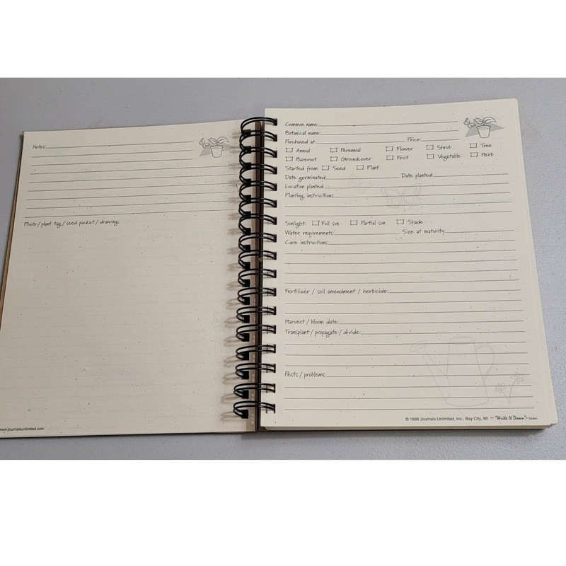 Write It Down! Gardening Journal Notebook Tan Spiral Bound 7.5x9 Guided gallery
