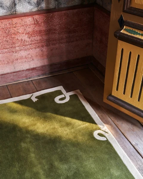 Nordic Knots "Snake" Green Rug - Luxury New Zealand Wool Giancarlo Valle Design gallery