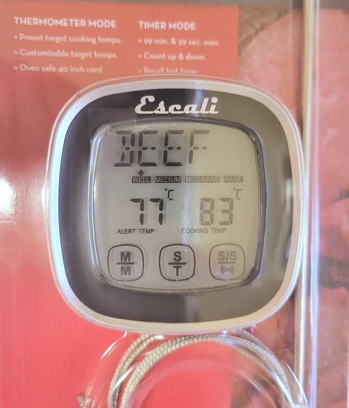 Escali Touch Screen Thermometer & Timer Stainless Steel Probe LCD Display NEW gallery