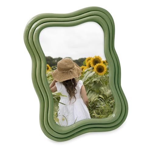 Curved Deco Frame for Tabletop and Wall Display, Decorative Art, 4x6 Green